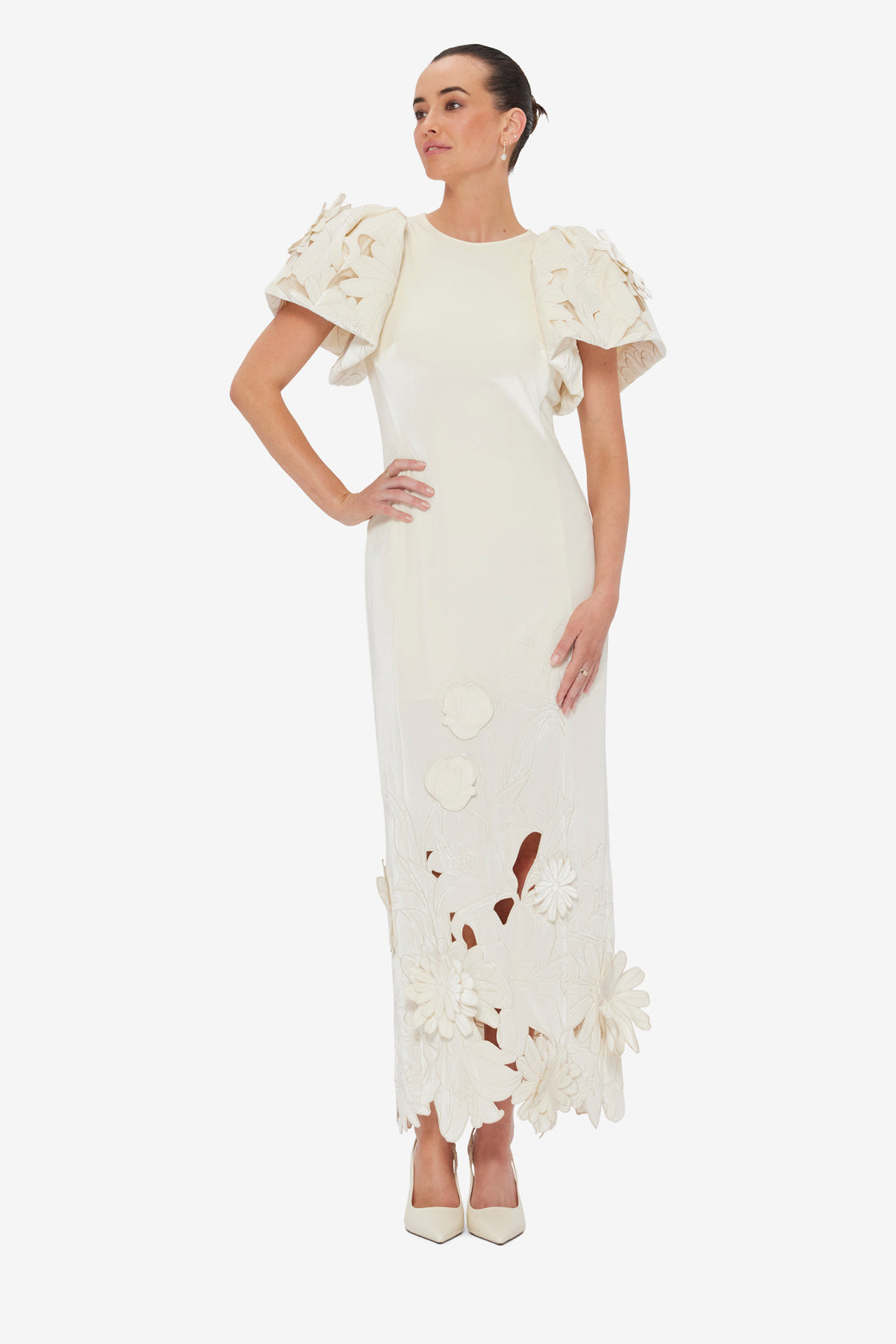 leo lin lucinda dress LEO LIN Lucinda Puff-Sleeve Column Gown