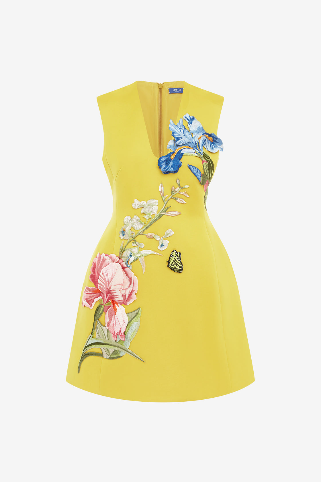 Bree V Neck Embroidery Mini Dress - Mustard LEO LIN Bree V Neck Embroidery Mini Dress - Mustard LEO LIN