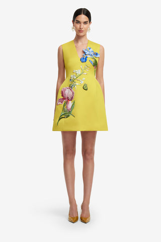 Exclusive LEO LIN Bree V Neck Embroidery Mini Dress - Mustard