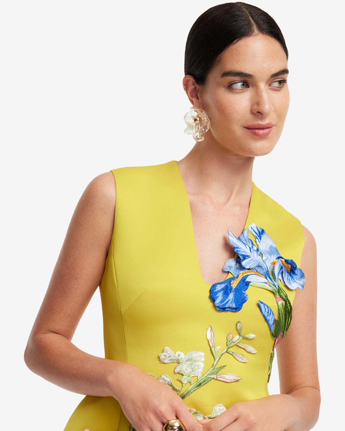 Bree V Neck Embroidery Mini Dress - Mustard LEO LIN Bree V Neck Embroidery Mini Dress - Mustard LEO LIN