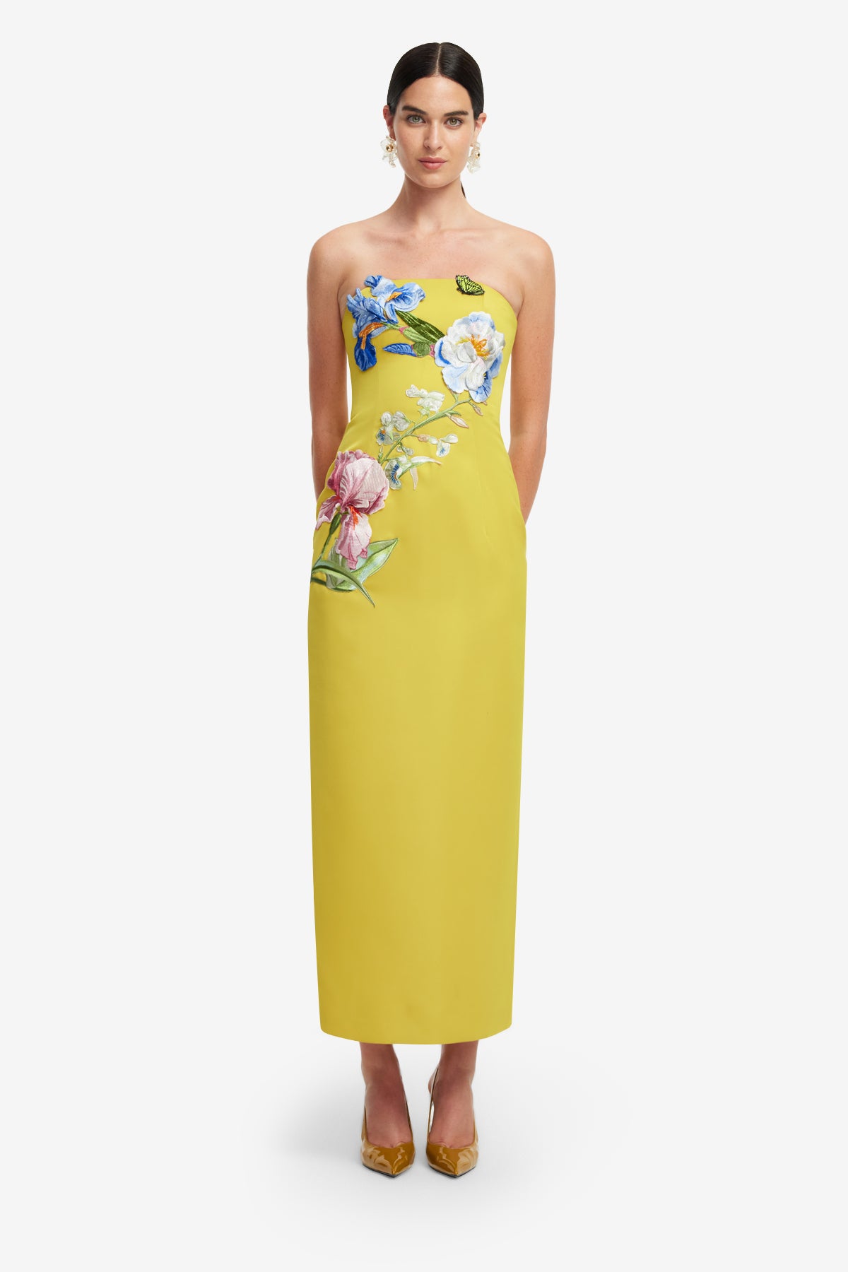 Rayna Appliqué Floral Bustier Maxi Dress - Mustard – LEO LIN