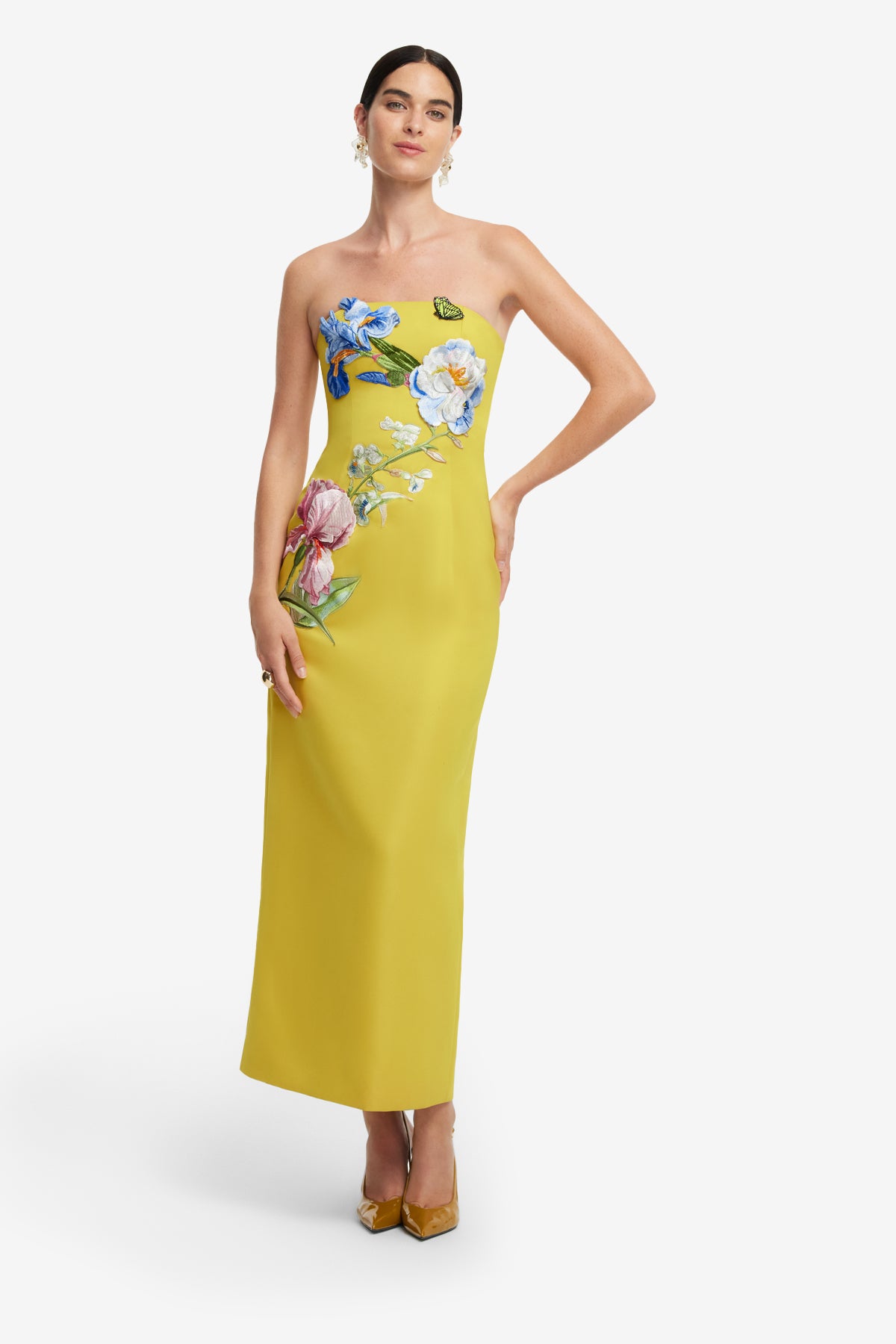 Rayna Appliqué Floral Bustier Maxi Dress - Mustard – LEO LIN