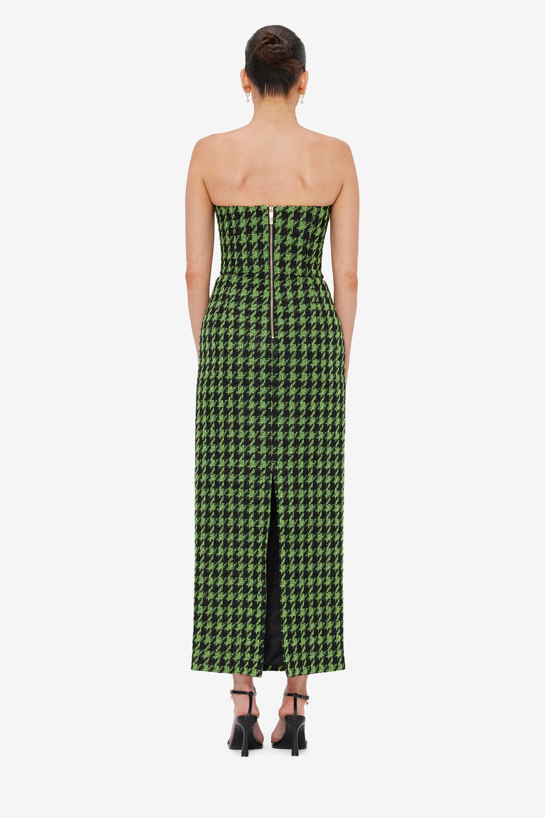 Exclusive LEO LIN Rayna Tweed Bustier Maxi Dress - Houndstooth