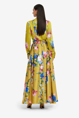 Exclusive LEO LIN Reinette Skirt - Garden Print in Mustard
