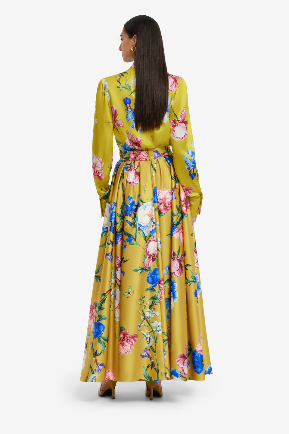 Exclusive LEO LIN Reinette Skirt - Garden Print in Mustard