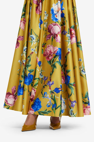 Exclusive LEO LIN Reinette Skirt - Garden Print in Mustard