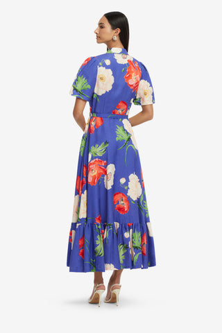 Exclusive LEO LIN Becca Short Sleeve Midi Dress - Poppy Print