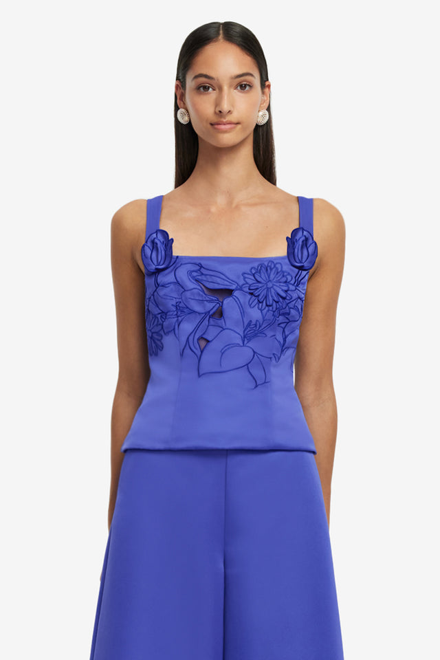 Exclusive LEO LIN Isadora Applique Top - Lapis