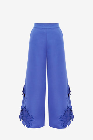 Exclusive LEO LIN Theodora Appliqué Pants  - Lapis