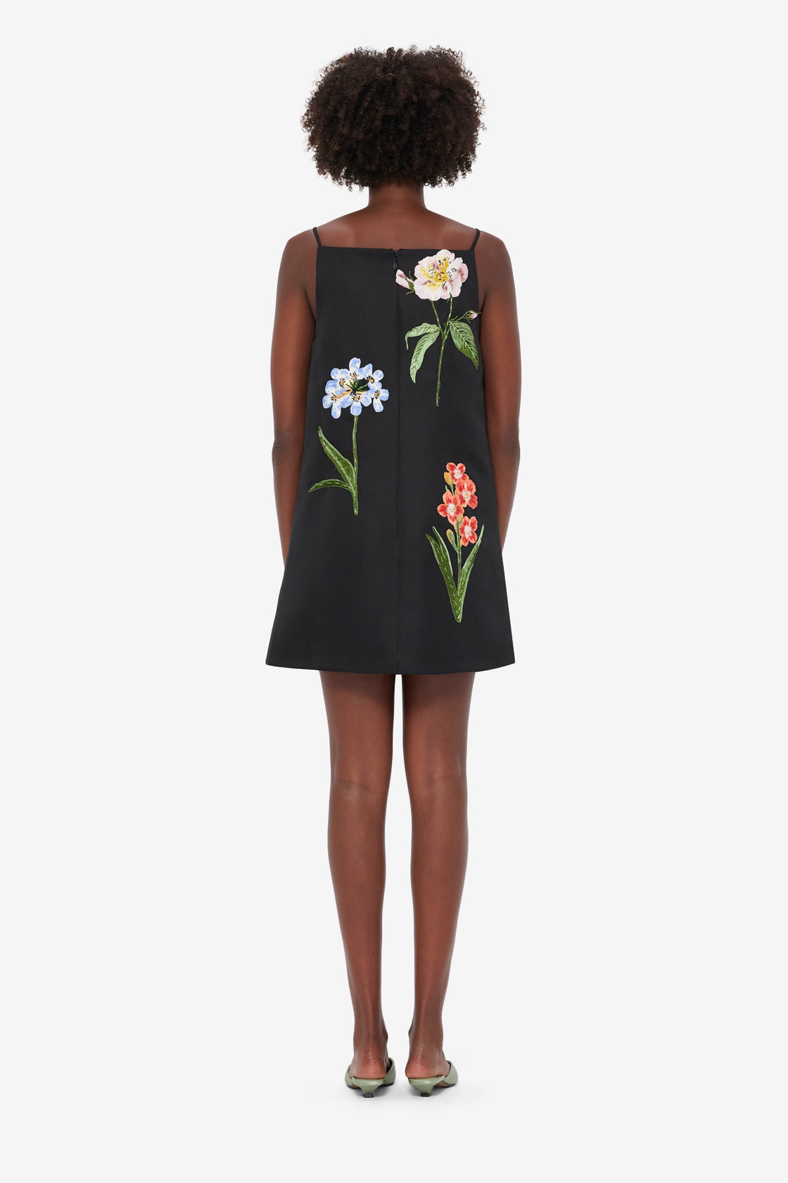 Exclusive LEO LIN Leia Embroidered Mini Dress - Botanical Print in Ebony