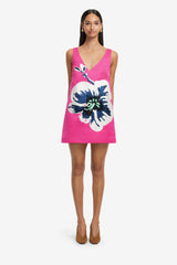 Kaelyn V Neck Mini Dress - Orchid Print Dress Mini