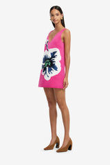 Kaelyn V Neck Mini Dress - Orchid Print Dress Mini