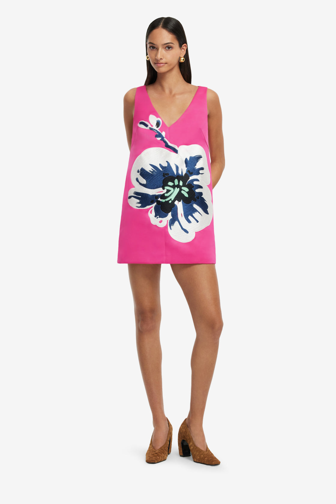 LEO LIN - Kaelyn V Neck Mini Dress - Orchid Print LEO LIN - Kaelyn V Neck Mini Dress - Orchid Print