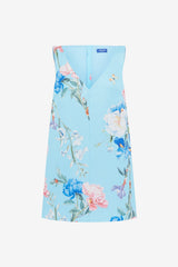 Kaelyn V Neck Mini Dress - Garden Print in Baby Blue Dress Mini