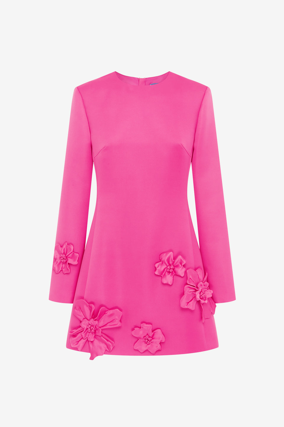 Exclusive LEO LIN Aliza Long Sleeve Petal Mini Dress - Hot Pink