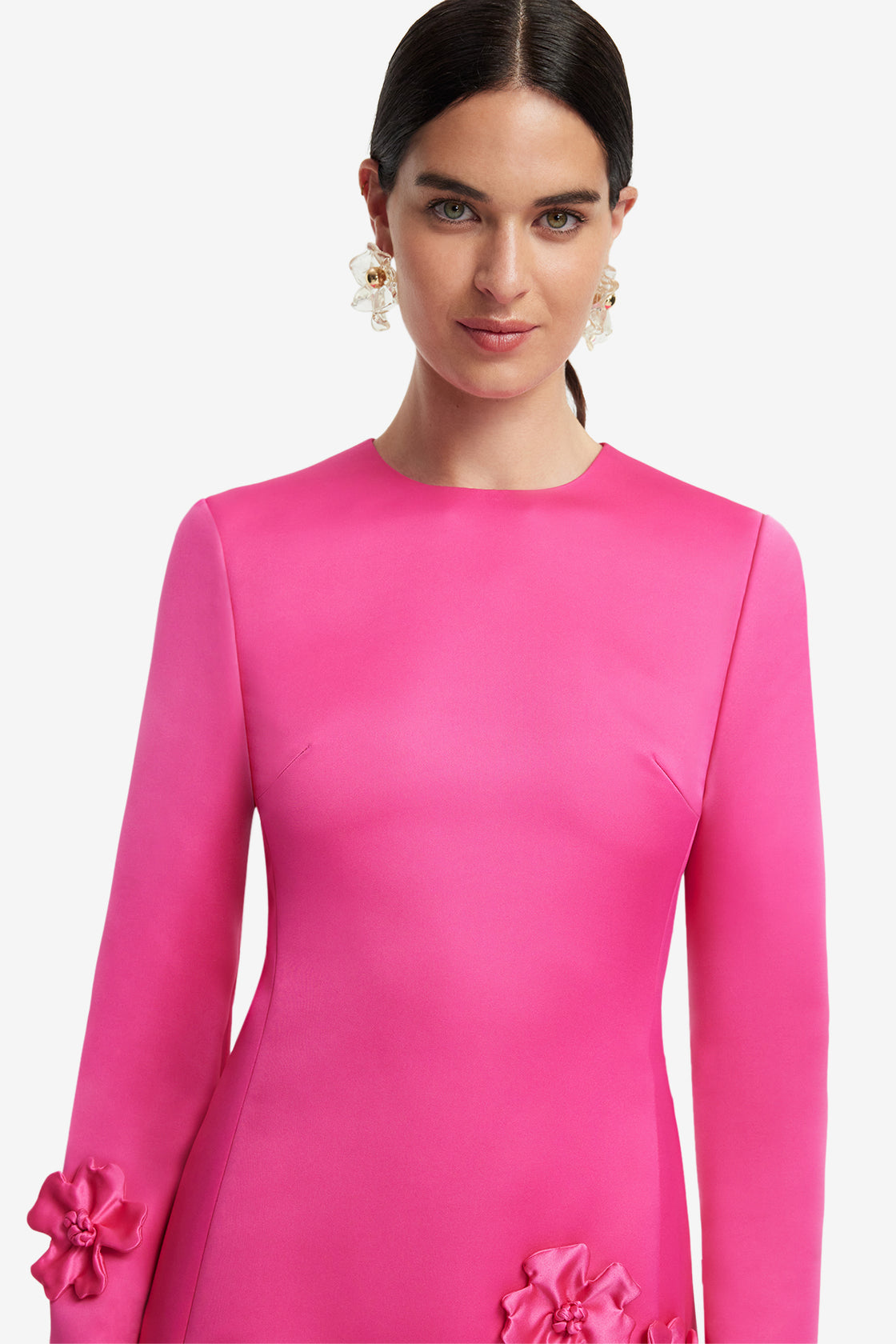 Aliza Long Sleeve Petal Mini Dress - Hot Pink LEO LIN Aliza Long Sleeve Petal Mini Dress - Hot Pink LEO LIN