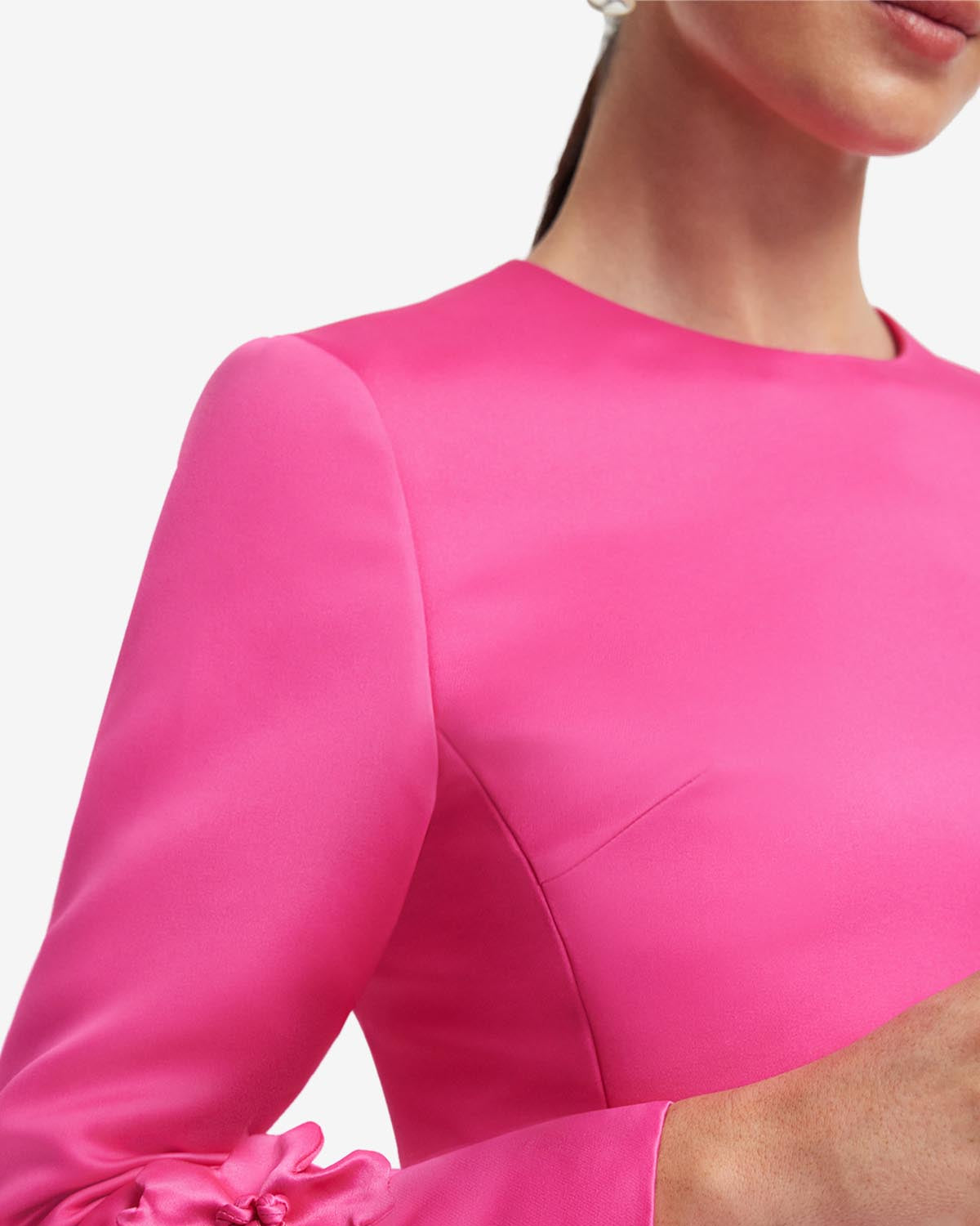 pink long sleeve t shirt dress Rose T-Shirt Dress With Long Sleeves And Cutout