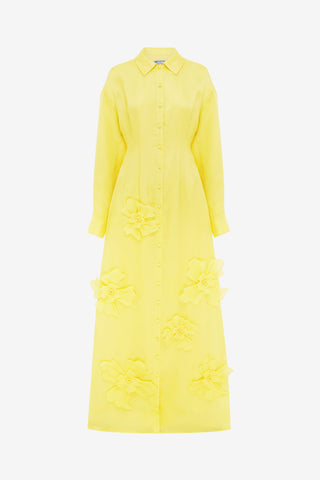 Exclusive LEO LIN Jeanette Silk Floral Applique Maxi Dress - Sunshine