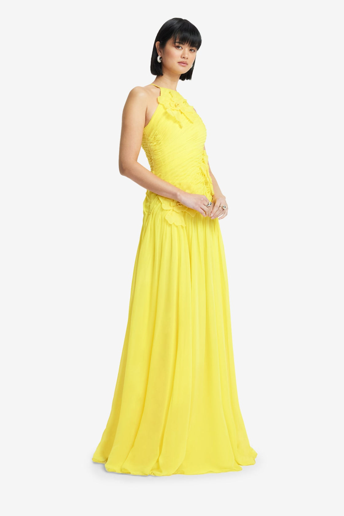 Exclusive LEO LIN Amya Floral Applique Gown - Sunshine