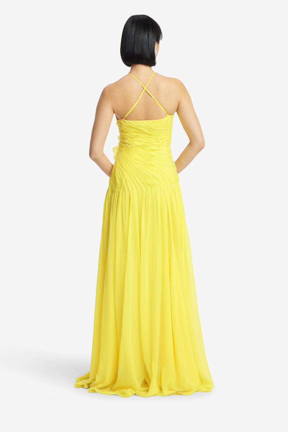 Exclusive LEO LIN Amya Floral Applique Gown - Sunshine