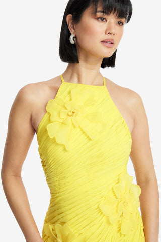 Exclusive LEO LIN Amya Floral Applique Gown - Sunshine