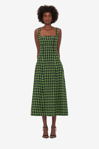 Exclusive LEO LIN Odette Tweed Midi Dress - Houndstooth
