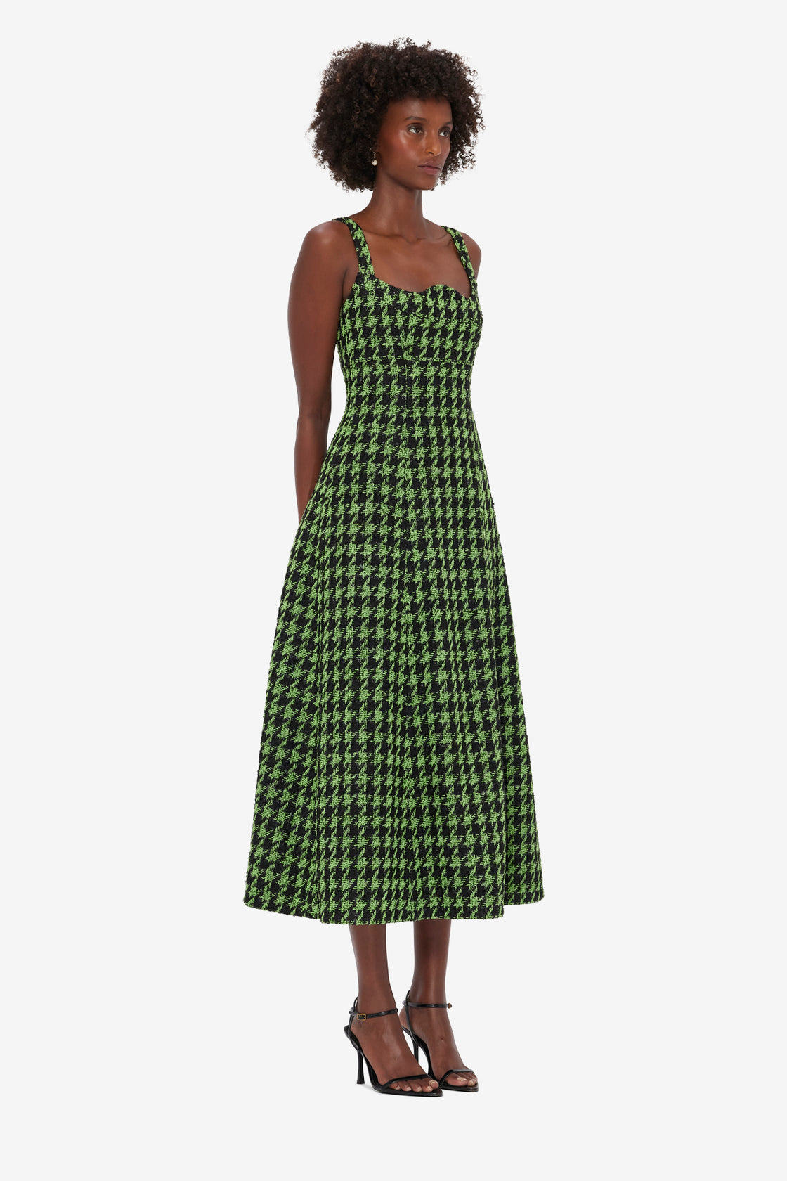 Exclusive LEO LIN Odette Tweed Midi Dress - Houndstooth