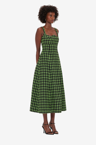 Exclusive LEO LIN Odette Tweed Midi Dress - Houndstooth