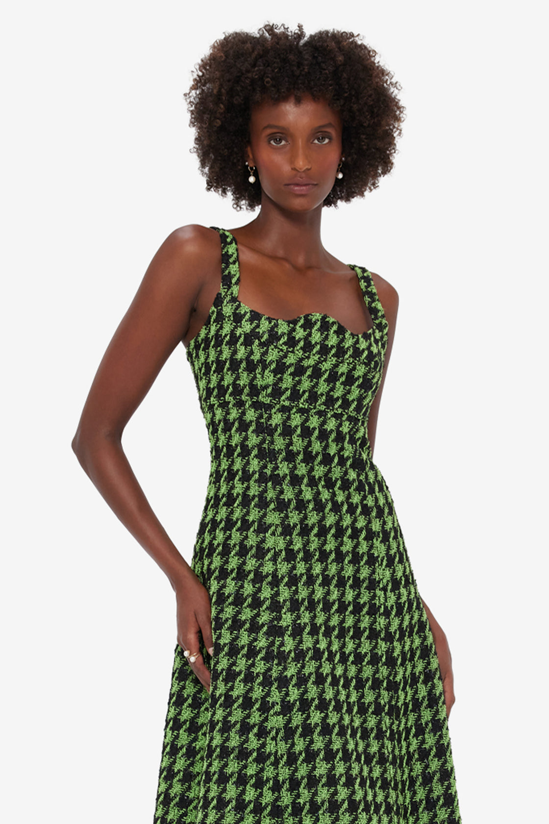 LEO LIN - Odette Tweed Midi Dress - Houndstooth LEO LIN - Odette Tweed Midi Dress - Houndstooth