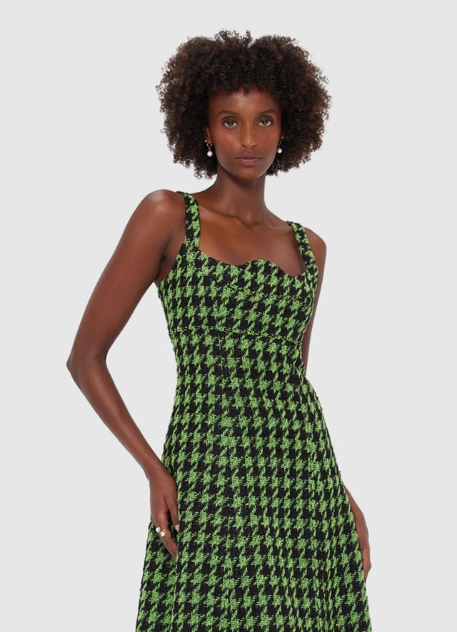 Exclusive LEO LIN Odette Tweed Midi Dress - Houndstooth