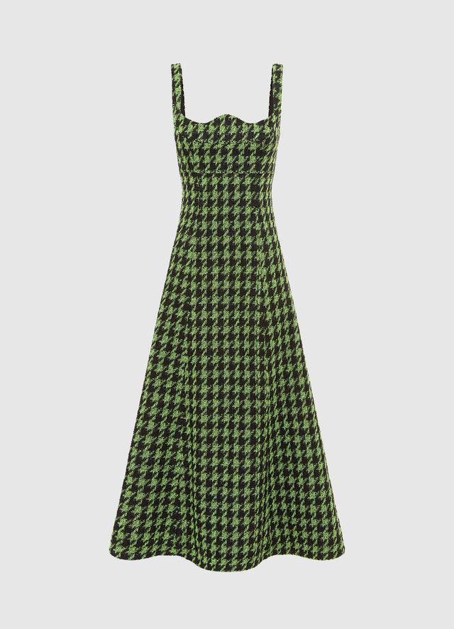 Exclusive LEO LIN Odette Tweed Midi Dress - Houndstooth