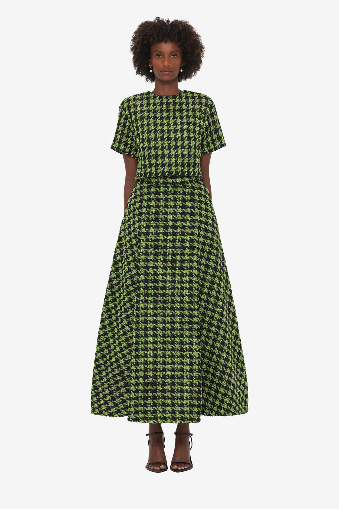 Exclusive LEO LIN Rosalyn Tweed Maxi Skirt - Houndstooth