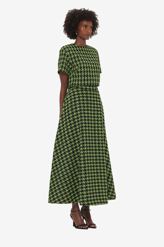 Exclusive LEO LIN Rosalyn Tweed Maxi Skirt - Houndstooth