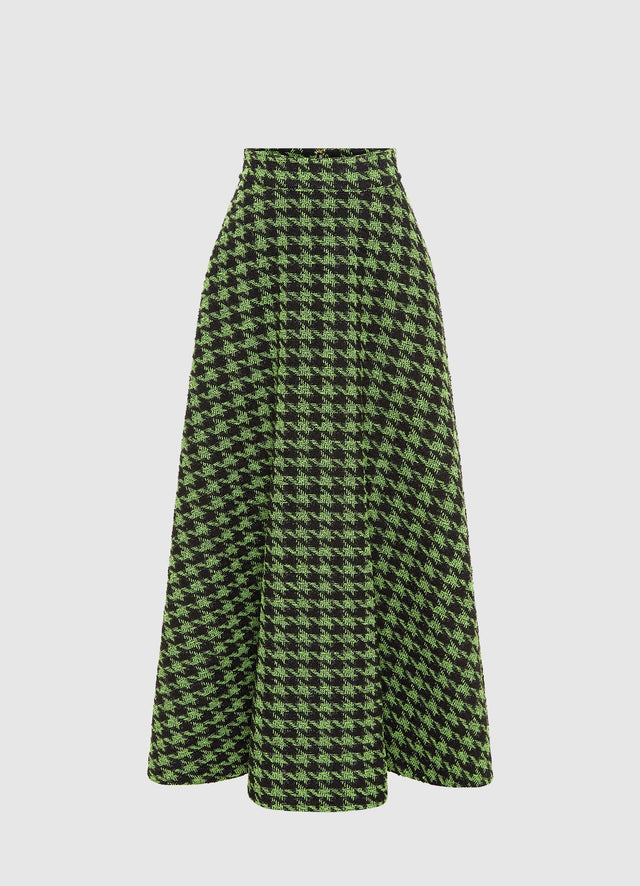 Exclusive LEO LIN Rosalyn Tweed Maxi Skirt - Houndstooth