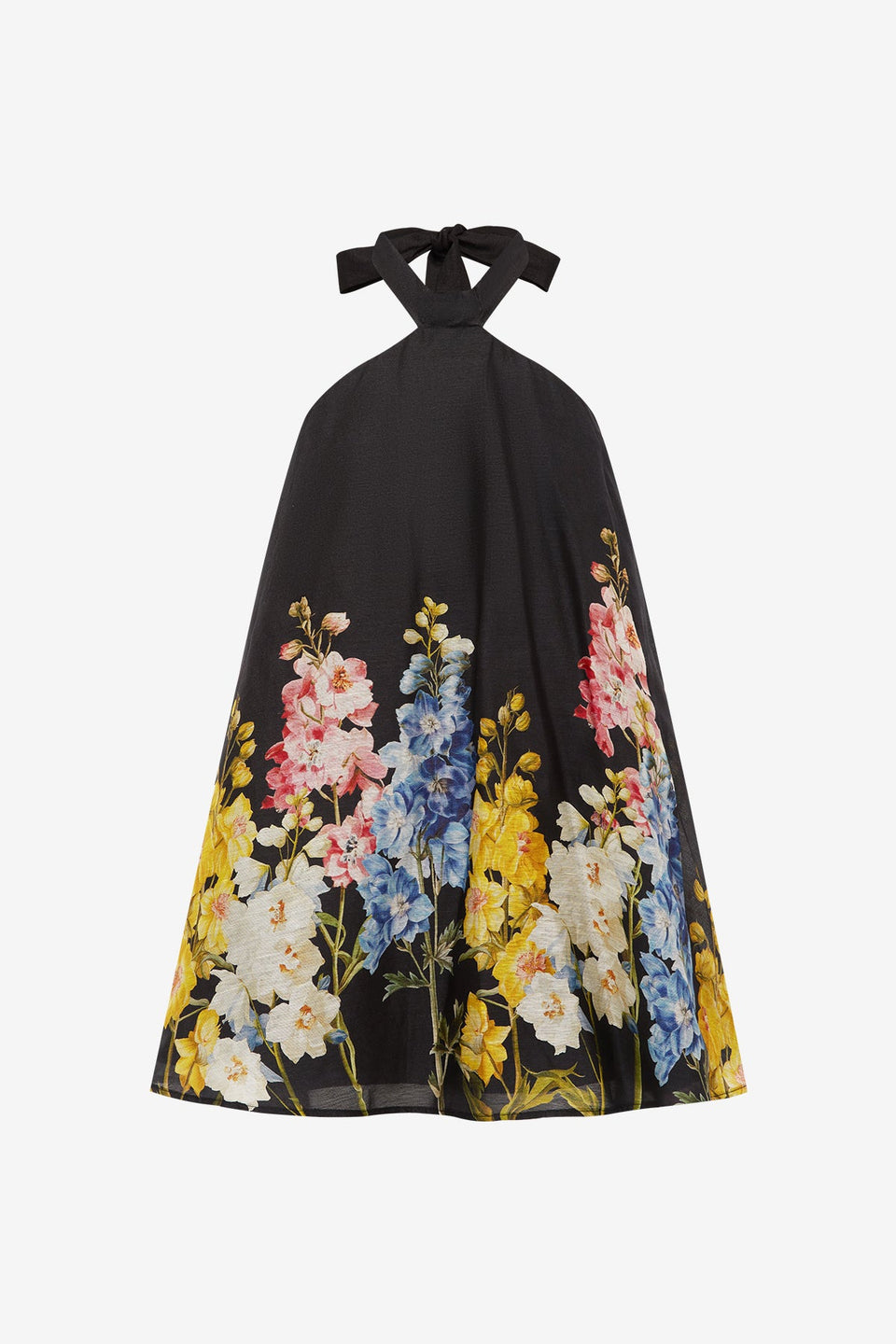 Eloise Halterneck Mini Dress - Snapdragon Print in Ebony Dress Mini