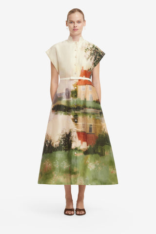 Aubrey Shirt Midi Dress - Serene Print Dress Midi