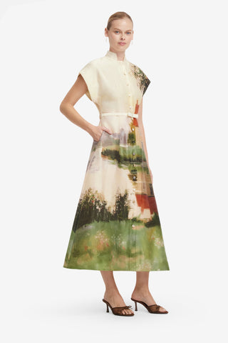 Aubrey Shirt Midi Dress - Serene Print Dress Midi