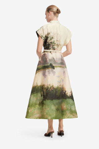 Aubrey Shirt Midi Dress - Serene Print Dress Midi