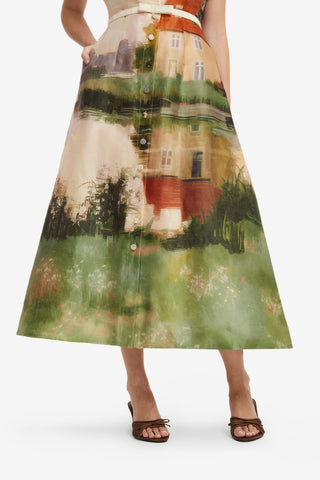 Aubrey Shirt Midi Dress - Serene Print Dress Midi