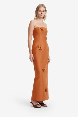 Rayna Bow Bustier Maxi Dress - Ochre Dress Maxi