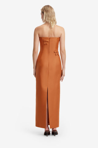 Rayna Bow Bustier Maxi Dress - Ochre Dress Maxi