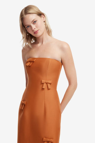 Rayna Bow Bustier Maxi Dress - Ochre Dress Maxi