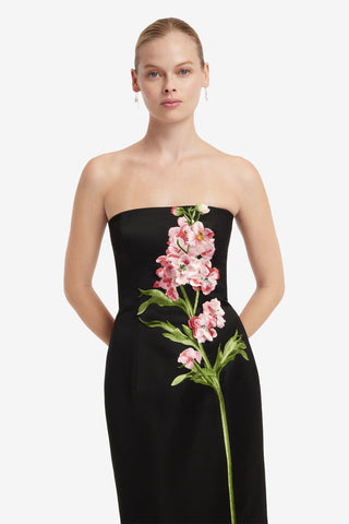 Rayna Embroidered Maxi Dress - Snapdragon Print in Ebony Dress Maxi