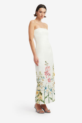 Rayna Embroidered Maxi Dress - Snapdragon Print in Snow Dress Maxi