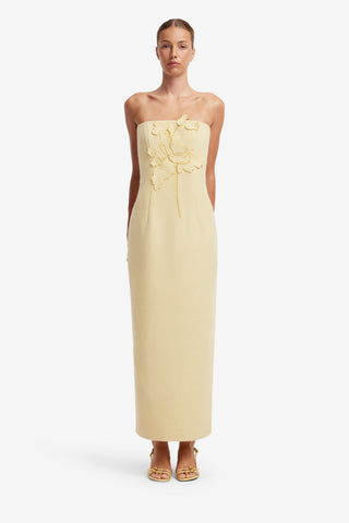 Rayna Applique Tweed Maxi Dress - Dusty Yellow Dress Maxi