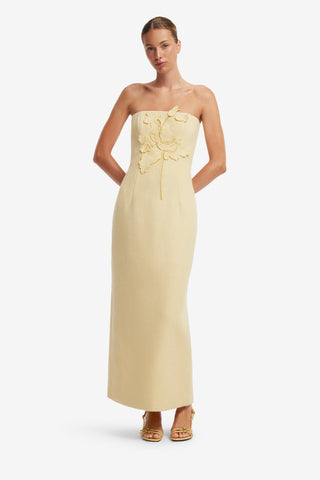 Rayna Applique Tweed Maxi Dress - Dusty Yellow Dress Maxi