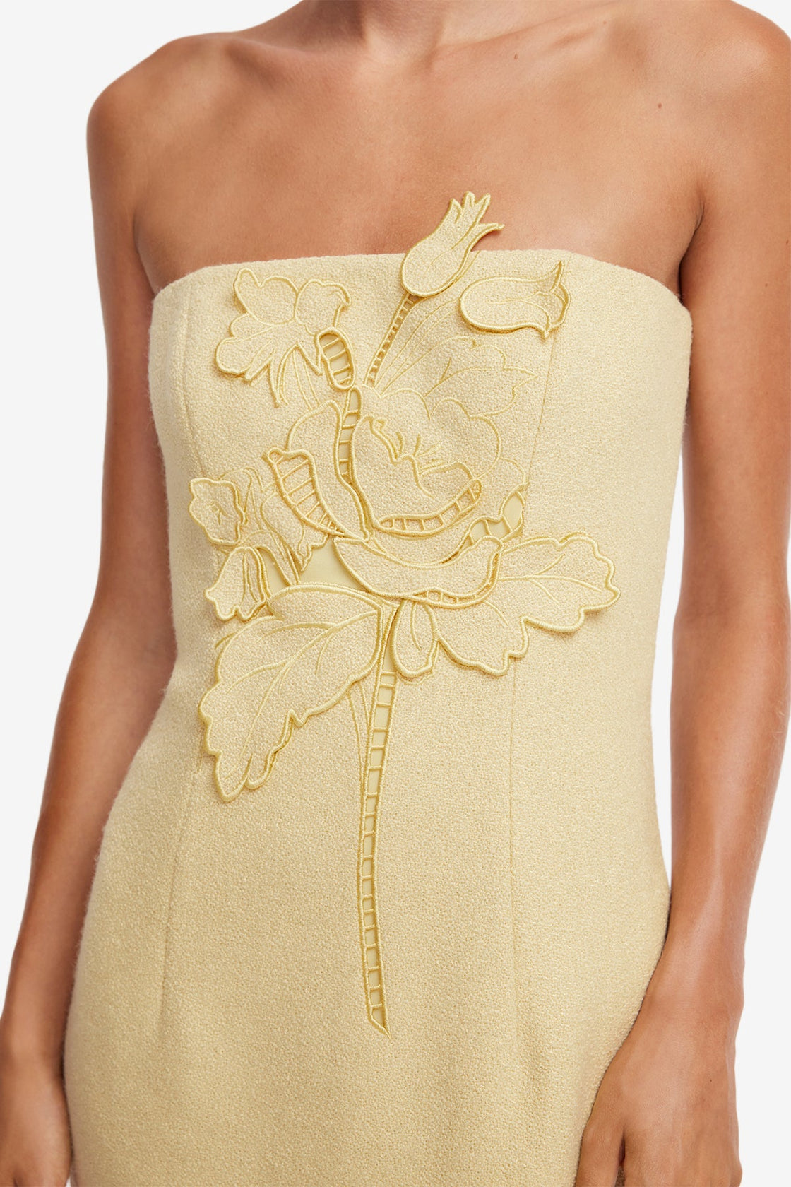 Rayna Applique Tweed Maxi Dress - Dusty Yellow Dress Maxi