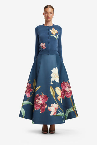 Elina Maxi Skirt - Lily Print in Indigo Skirts