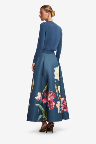 Elina Maxi Skirt - Lily Print in Indigo Skirts