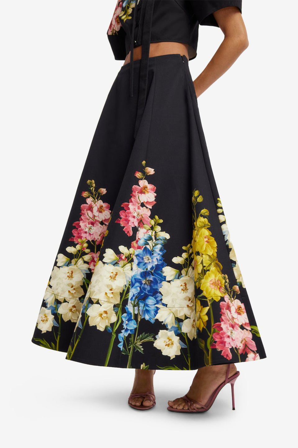 Elina Maxi Skirt - Snapdragon Print in Ebony Skirts
